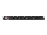 Lanberg PDU-08F-0200-BK, Geändert, 1U, Einphasig, Horizontal, Aluminium, Schwarz von LANBERG