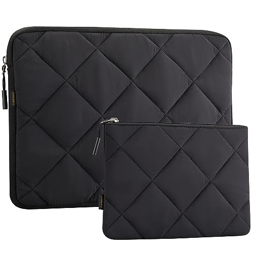 LANDICI Puffy Laptop Sleeve Case 13 13.3 Zoll für MacBook Air 13 M1/M2, MacBook Pro 13, Surface Pro 9/8/7, iPad Pro 12.9, 29.5-30.5 cm Chromebook, Computer Cover Tasche mit Zubehörtasche, Schwarz von LANDICI