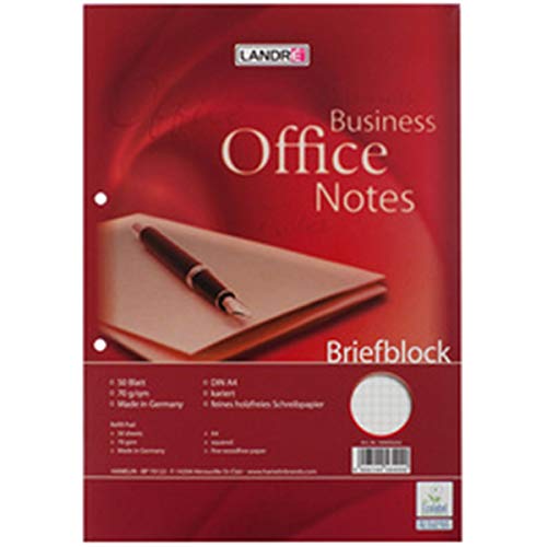 Landré 100050242 Briefblock Office - 70 g/qm, A4, 5mm kariert, 50 Blatt von LANDRE