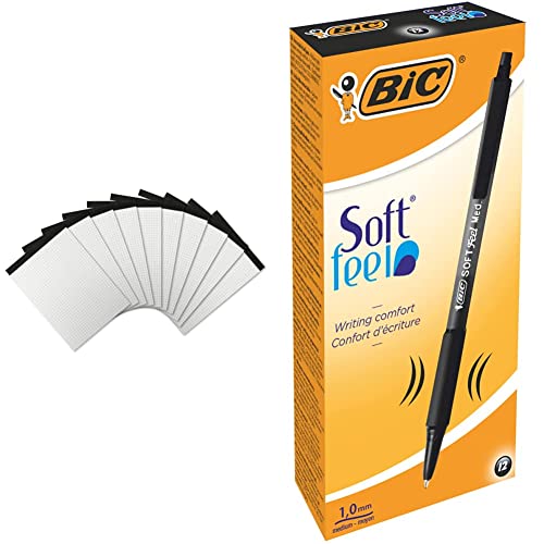 Landre Notizblock A5 ohne Deckblatt, kariert, 50 Blatt, 10er Pack & BIC Kugelschreiber Set Soft Feel Clic Grip, in Schwarz, Strichstärke 1.0 mm, 12er Pack, Ideal für das Büro, das Home Office Landre Notizblock A5 ohne Deckblatt, kariert, 50 Blatt, 10er Pack & BIC Kugelschreiber Set Soft Feel Clic Grip, in Schwarz, Strichstärke 1.0 mm, 12er Pack, Ideal für das Büro, das Home Office von LANDRE