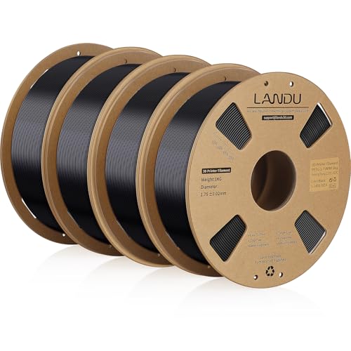 LANDU PETG Filament 1.75mm Schwarz 4KG 3D Drucker Filament PETG Stärker Zähigkeit Maßgenauigkeit +/- 0,02 mm 4kg Pappspule(8.8lbs) Passend für die meisten FDM 3D Drucker,PETG Schwarz von LANDU