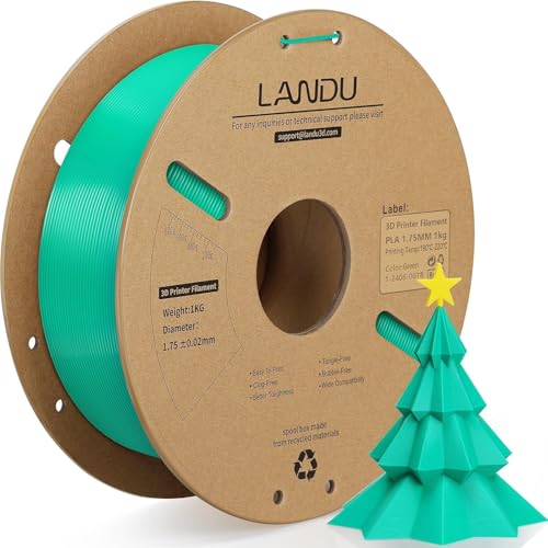 LANDU PLA Filament 1.75mm 1KG(2.2lbs) 3D Drucker Filament Maßgenauigkeit +/-0.02mm Pappspule PLA Filament 3D Druckmaterialien Grün von LANDU