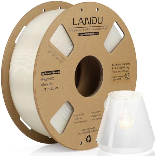 LANDU PLA Filament 1.75mm PLA 3D Drucker Filament 1KG(2.2lbs) Pappspule Sauber Gewickelt Maßgenauigkeit +/-0.02mm Filament 3D Druckmaterialien Klar von LANDU