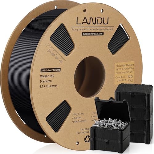 LANDU Rapid PETG Filament 1.75mm Schwarz 1KG High Speed 30-600mm/s 3D Drucker Filament Maßgenauigkeit +/- 0.02 mm,1kg Pappspule(2.2lbs) Passend für die meisten FDM 3D Drucker,PETG Schwarz von LANDU