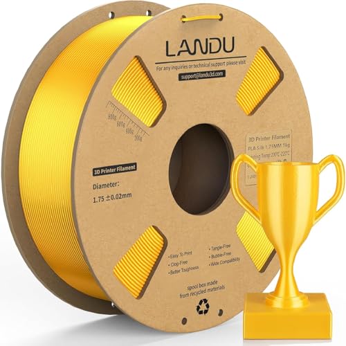 LANDU Silk PLA Filament 1.75mm 3D Drucker Filament Silk Hochglänzende Oberfläche Filament 3D Druckmaterialien Maßgenauigkeit +/- 0.02mm,1KG (2.2 LBS) Passt für die meisten FDM 3D Drucker,PLA Silk Gold von LANDU