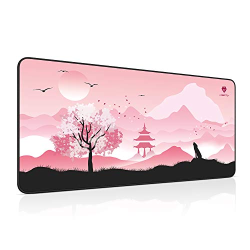 LANGTU Großes erweitertes Gaming-Mauspad, rutschfeste Naturkautschuk-Basis, XXL, pink, Schreibtischmatte, Computer-Tastatur für Spiele-Büro – 800 x 400 x 3 mm von LANGTU