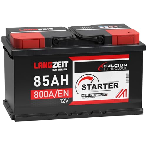 LANGZEIT Autobatterie 85AH 12V 800A/EN Starterbatterie +30% mehr Leistung ersetzt Batterie 80Ah 90Ah von LANGZEIT Batterien
