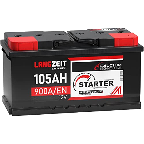 LANGZEIT Starter Serie 12V 44Ah - 105Ah Autobatterie Starterbatterie, KFZ PKW Batterie (105Ah) von LANGZEIT Batterien