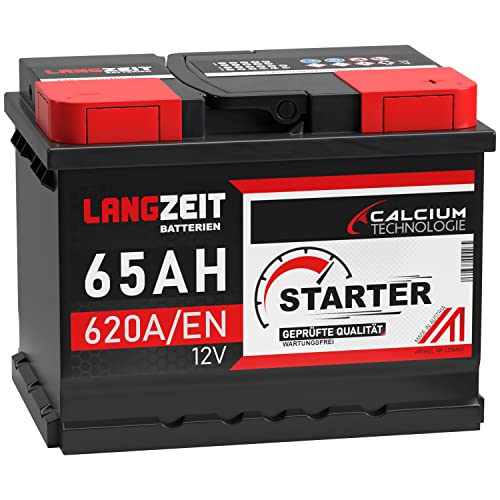 LANGZEIT Starter Serie 12V 44Ah - 105Ah Autobatterie Starterbatterie, KFZ PKW Batterie (65Ah) von LANGZEIT Batterien