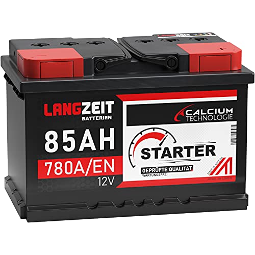 LANGZEIT Starter Serie 12V 77Ah - 85Ah Autobatterie Starterbatterie, KFZ PKW Batterie (85Ah) von LANGZEIT Batterien