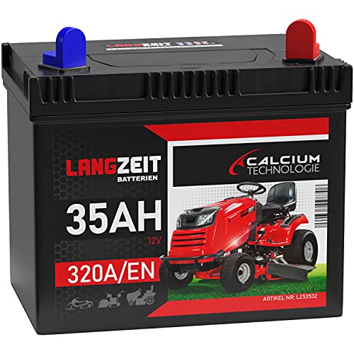 Langzeit Rasentraktor Batterie 12V 35Ah Starterbatterie Aufsitzmäher Rasenmäher Plus Pol RECHTS statt 26Ah 30Ah 32Ah von LANGZEIT Batterien