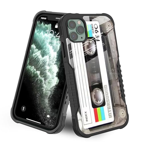 LANJINDENG Kompatibel mit iPhone 15 Pro Max Hülle Retro Kassette Tape Design für Männer Jungen, [Stoßfeste Bumper] [Anti-Kratz] [Anti-Rutsch] Heavy Duty Protection Cover von LANJINDENG