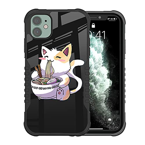 iPhone 11 Hülle für Mädchen Jungen, Anime Katze Japanisches Kawaii Design Stoßfest Anti-Kratzer Militärqualität Fallschutz Weiche TPU Bumper Anti-Kollision PC Backplane Schutzhülle für iPhone 11 von LANJINDENG