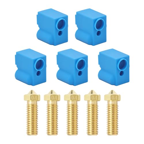 LANKEGU 5 Stück Düsen und Silikonsocken für Anycubic Vyper, Kobra Plus, 3D-Druckerteile. 5 Stück 0,4 mm Messingdüsen und Silikonsocken für Vyper, Kobra Plus, Kobra Max FDM 3D-Drucker von LANKEGU