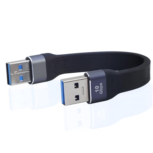LANMINGLEL 10Gbps USB 3.1 Datenkabel Kurzes,Weich flach USB A Stecker auf Stecker Kabel,100 W PD Schnelllade Kabel,4K@60Hz USB A Kabel,für Smartphone, Power bank, Laptop 13cm von LANMINGLEL