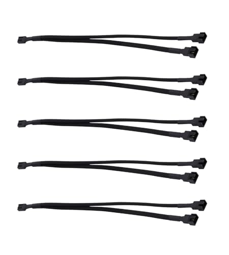 LANMINGLEL 5 Stück,1 bis 2 PWM Lüfter Splitter Kabel,12 Zoll 2 Wege PC Lüfter Verlängerungskabel, Stecker auf Buchse 4-Pin PWM Lüfter Splitter Kabel, Für PWM Lüfter Computer ATX Gehäuse. von LANMINGLEL