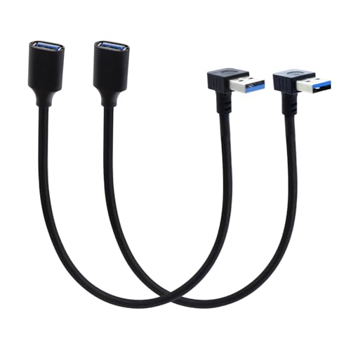 LANMINGLEL 90 Grad Kurzes USB 3.0 Kabel, USB A Stecker auf Buchse Kabel,5 Gbit/s USB 3.0 90 Grad Datenkabel für Tastatur, Maus,Hub 2 Stück (Runter und hoch) von LANMINGLEL