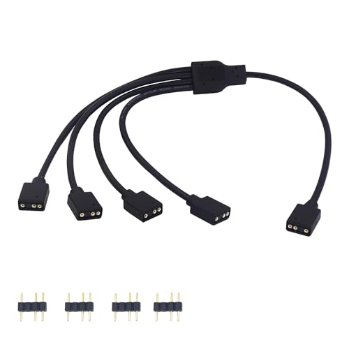 LANMINGLEL ARGB Splitter Kabel, 5V 1 Buchse auf 4 Buchse 3 Pin Verlängerungskabel, ARGB Verlängerung kabel, für Computer PC ARGB Fans und andere ARGB LED Series (1 zu 4) von LANMINGLEL
