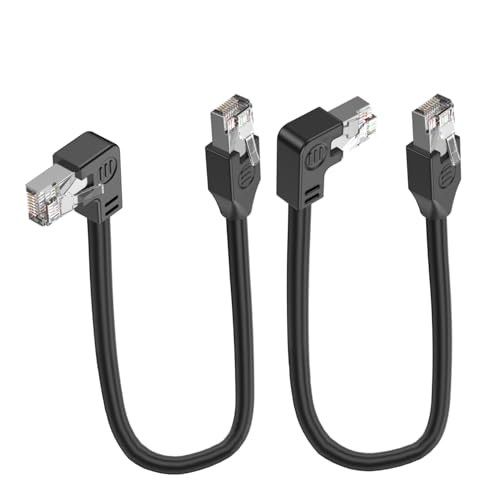 LANMINGLEL Kurzes 90 Grad Cat5e Ethernet Kabel Cat 5e LAN Verlängertes Kabel RJ45 Stecker zu Stecker Netzwerkkabel für Router Modem Smart TV PC Computer Laptop 30CM (Links und rechts) von LANMINGLEL