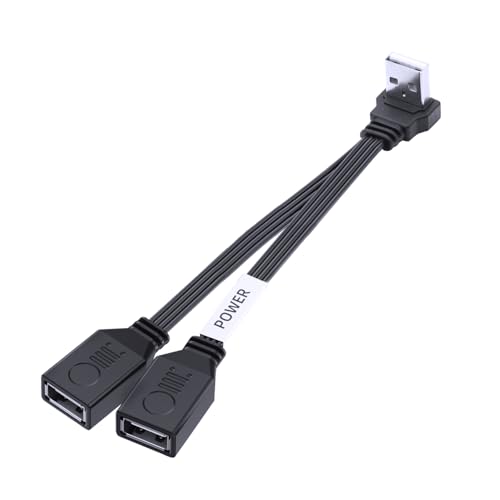 LANMINGLEL Kurzes 90 Grad PD 65W USB 2,0 Schnelllade kabel Flaches USB 2,0 Stecker auf 2 Buchsen Kabel Doppel USB Splitter Datenübertragung skabel für Telefone, Tablets, Laptops 10CM (Up Angle) von LANMINGLEL