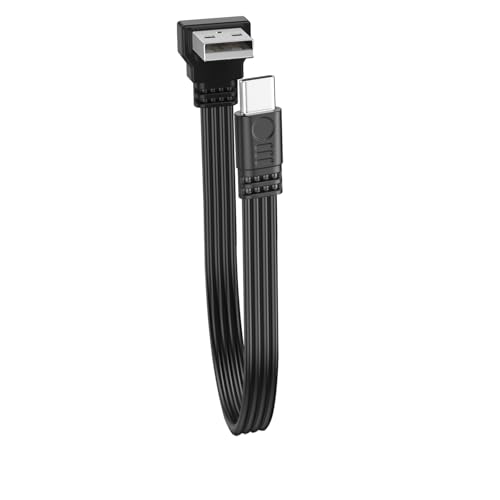 LANMINGLEL Kurzes 90 Grad flaches USB 2,0 Kabel USB Stecker auf Typ C Stecker flaches weiches Datenkabel 480Mbps Datenübertragungskabel für Telefone, Tablets, Laptops 30CM (Down Angle) von LANMINGLEL
