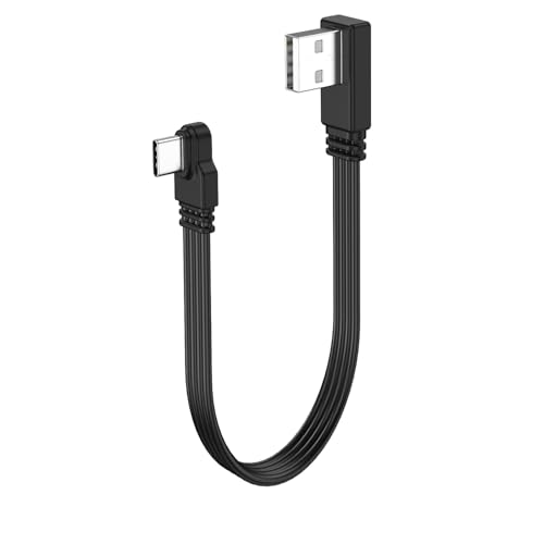 LANMINGLEL Kurzes 90 Grad flaches USB 2,0 Kabel USB Stecker auf Typ C Stecker flaches weiches Datenkabel 480Mbps Datenübertragungskabel für Telefone, Tablets, Laptops 30CM (Right Angle) von LANMINGLEL