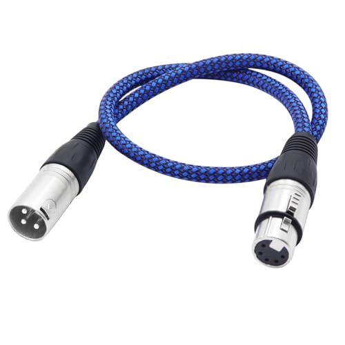 LANMINGLEL Kurzes XLR-Metall-Mikrofon kabel XLR HiFi Audio Kabel XLR 3-Pin-Stecker auf 5-Pin-Buchse Nylon-Geflechtkabel für Lautsprechern, Mikrofonen, Bühnenbeleuchtung und mehr (0,5M) von LANMINGLEL