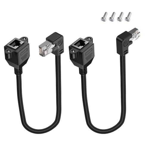 LANMINGLEL RJ45 Stecker auf Buchse Schraube Panel Mount Cat5e Ethernet LAN Netzwerk Verlängerung skabel Kurz 90 Grad Netzwerk skabel für Router Modem Smart TV PC Computer Laptop 30CM (Left Right) von LANMINGLEL