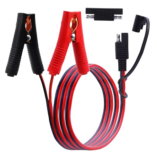 LANMINGLEL SAE auf Batterie Alligator Clip, 14AWG 12V 24V Batterie Krokodil Klemme auf SAE Verbindungskabel mit SAE Polaritätsumkehr Adapter für Motorräder, Autos,Solar Ladung(1M) A von LANMINGLEL