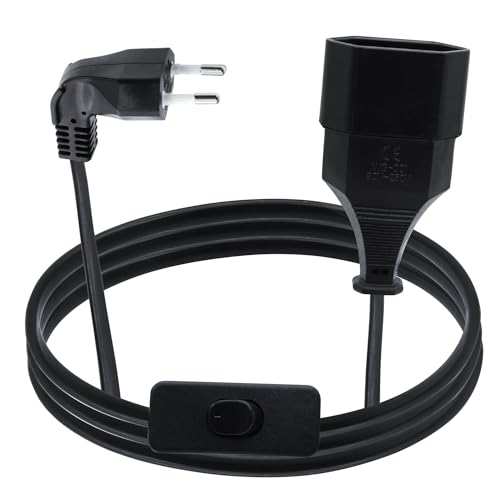 LANMINGLEL Verlängerungskabel Eurostecker 90 Grad mit Schalter,Verlängerungskabel Kurz Typ-C-Stecker Eurostecker auf Typ-C Euro,2.5A 250V für TV Computer Monitor Beamer Haushaltsgeräte (1M) von LANMINGLEL