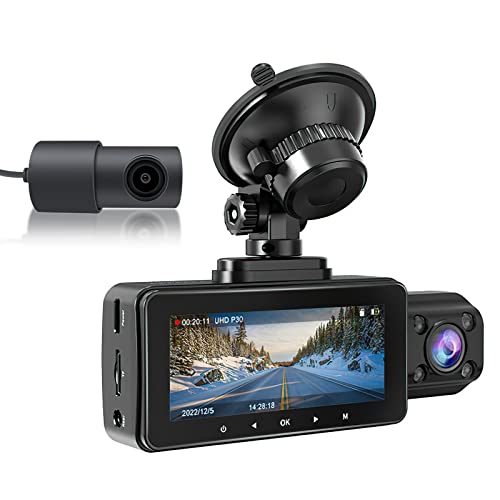LANMODO D1 Dashcam Auto 4K mit 5G WiFi GPS App, 3 Kameras Dash Cam vorne 4K hinten innen dual 1080P oder vorne 4K innen 2,5K, IR-Nachtsicht, 24st Parküberwachung, G-Sensor, Superkondensator, max. 512G von LANMODO