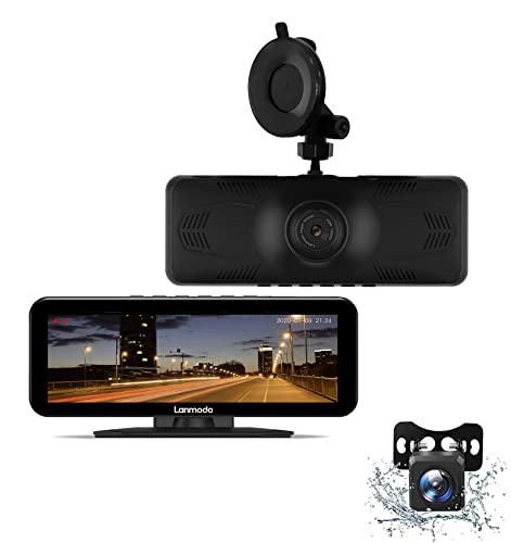 LANMODO Vast Pro Nachtsichtkamera Auto, Super Nachtsicht 300m, HDR/WDR 8" IPS Bildschirm, Loop-Aufnahm, 24Std. Parküberwachung, G-Sensor, CMOS integriertes, bis 128 GB Max, Dashcam Vorne Hinten von LANMODO