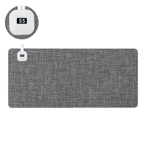 LANMOU Beheizte Schreibtischunterlage wasserdichte Beheizte Mauspad Mausmatte für Spiele Elektrisch Schreibtischunterlage mit 5 Heizstufen & 4 Stunden Automatischer Abschaltung (Black Grey,60 * 36cm) von LANMOU
