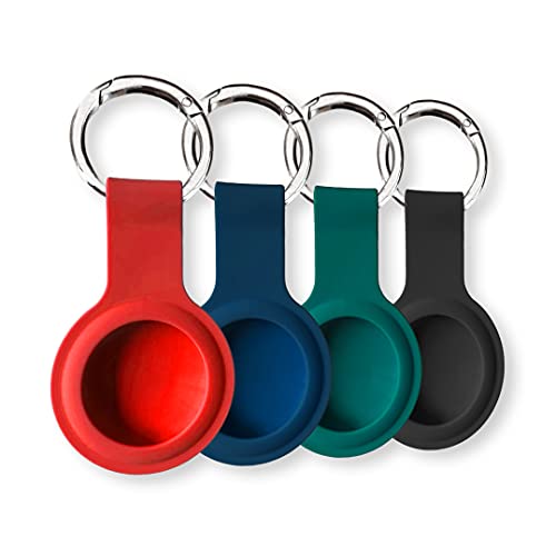 LANNYS Airtags Schlüsselanhänger, Airtags Hülle aus Silikon + Karabiner für die Handtasche/Hund/Katze, Anhänger für Apple Key Finder, Tracker, Schlüsselring, Schlüsselfinder (4er Pack Bunt) von LANNYS