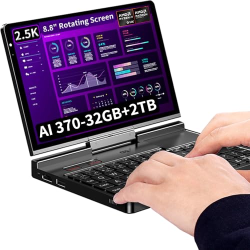 GPD Pocket 4 [AI 370–32 GB + 2 TB] Modulares Handheld-Laptop-PC Notebook 8,9 Zoll 2560 x 1600 drehbarer Bildschirm Tablet PC Computer Win 11 Home OS 180 Grad Rotation AI PC von LANRUO