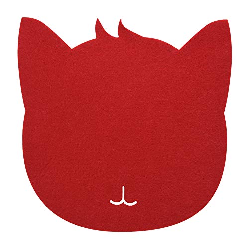 LANTRO JS Mauspad Katze, Katzenform Antistatische Filze Mousepad Schreibtischzubehör Nette Office Gaming Laptop Mausmatte(Rot) von LANTRO JS