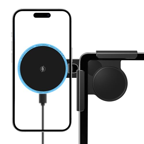 LANTU 15W Handyhalterung für Tesla Model 3/Y/X/S Handyhalter Auto Magnet mit 1M C-C Kabel für iPhone 12-16 Serie und MagSafe-Hülle (Blaues Licht) von LANTU