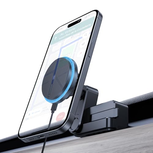 LANTU 15W Handyhalterung für Tesla Tesla Model Y 2020-2024 und Model 3 2017-2023 Handyhalter Auto Magnet mit 1M C-C Kabel für iPhone 12-16 Serie und MagSafe-Hülle (Blaues Licht) von LANTU