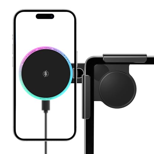 LANTU 15W RGB Handyhalterung für Tesla Model 3/Y/X/S MagSafe Handyhalter Auto Magnet mit 1M C-C Kabel für iPhone 12-16 Serie und MagSafe-Hülle (Buntes RGB) von LANTU