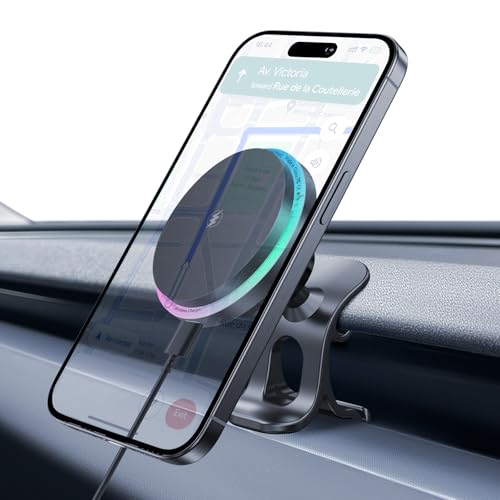 LANTU 15W RGB Handyhalterung für Tesla Model Y 2025 und Model 3 2024-2025 Handyhalter Auto Magnet mit 1M C-C Kabel für iPhone 12-16 Serie (Nicht für Performance) von LANTU
