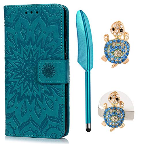 LANVY A5 Schutzhülle 2016, Bookstyle Hülle, schön gestaltet, Bedruckt, PU-Leder, Flip Case Schutzhülle Brieftasche TPU Silikon Case für Samsung Galaxy A5 2016 – Blau von LANVY