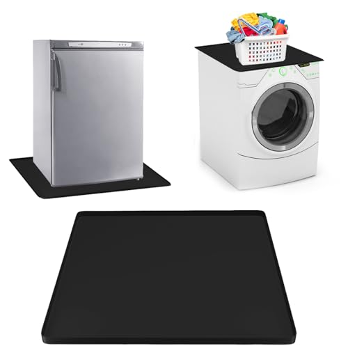 LANZLC Kühlschrankmatte, 60x60cm Silikon Kühlschrankmatten mit Erhöhtem Rand, Bodenmatte Kühlschrank Tropfschale Kühlschrank Bodenschutz Gefriermatte für Kühlschrank Waschmaschine Weinschrank, Schwarz von LANZLC