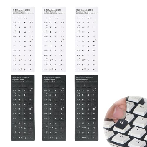 LANZLC Tastaturaufkleber Deutsch, 6 Stück Universal Tastatur Aufkleber, Deutsche Ersatz Aufkleber Gefrostet für Jede Standard-Tastatur, PC/Laptop Notebook Tastaturen, 3 Schwarz 3 Weiß LANZLC Tastaturaufkleber Deutsch, 6 Stück Universal Tastatur Aufkleber, Deutsche Ersatz Aufkleber Gefrostet für Jede Standard-Tastatur, PC/Laptop Notebook Tastaturen, 3 Schwarz 3 Weiß von LANZLC