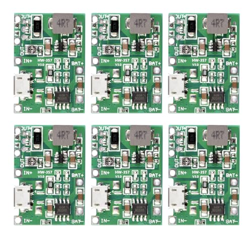 LAOMAO DC-DC Boost Wandler 18650 Lithium Batterie Ladeentladung Integriertes Modul 3.7V 5V 9V 24V Einstellbares Step Up Converter Spannungsregler(6 Pack) von LAOMAO