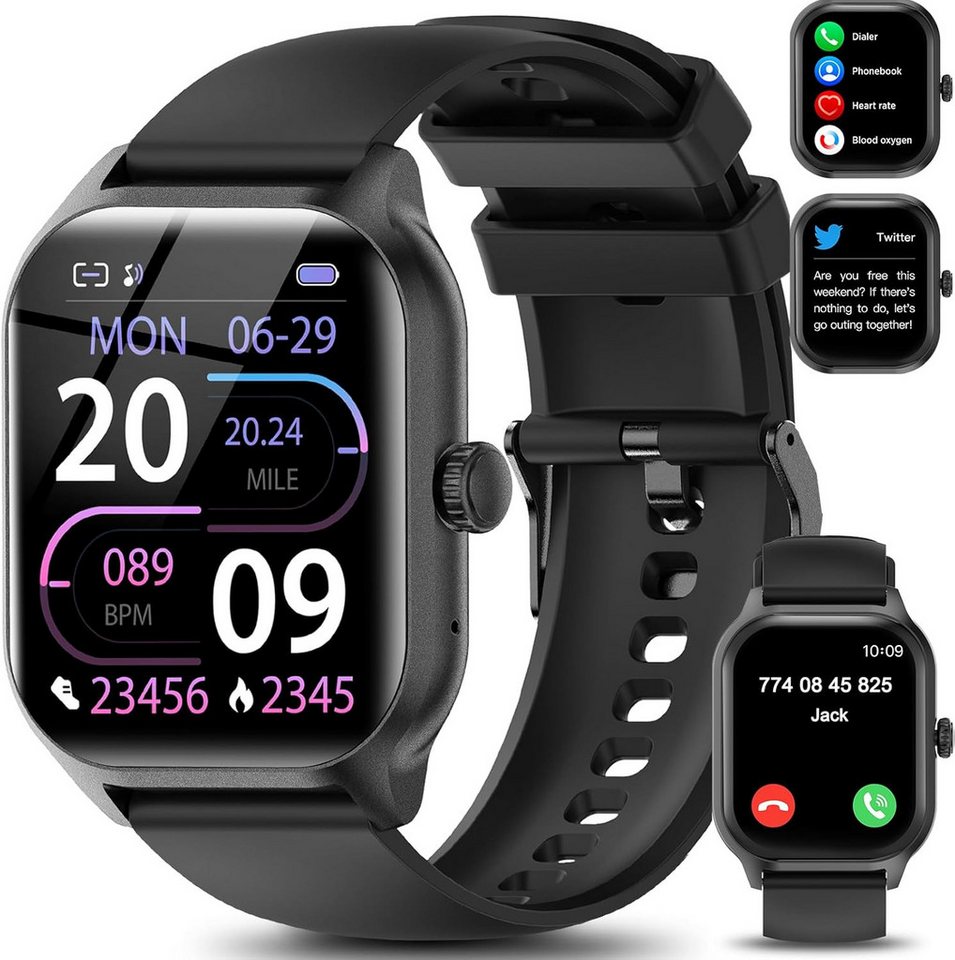 LAOYABB Damen's und Herren's Telefonfunktion IP68 Wasserdicht Smartwatch, mit Pulsuhr Schlafmonitor Schrittzähler Herzfrequenz-Überwachung LAOYABB Damen's und Herren's Telefonfunktion IP68 Wasserdicht Smartwatch, mit Pulsuhr Schlafmonitor Schrittzähler Herzfrequenz-Überwachung von LAOYABB