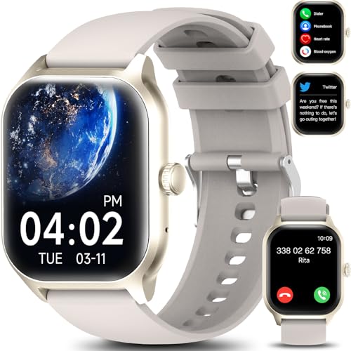 LAOYABB Smartwatch Damen Herren mit Telefonfunktion, 2,01 Zoll Touchscreen Fitnessuhr mit Herzfrequenzmesser und Schlafmonitor, IP68 Wasserdichte Sportuhr mit Digitaler Timer, Sportuhr für iOS Android von LAOYABB