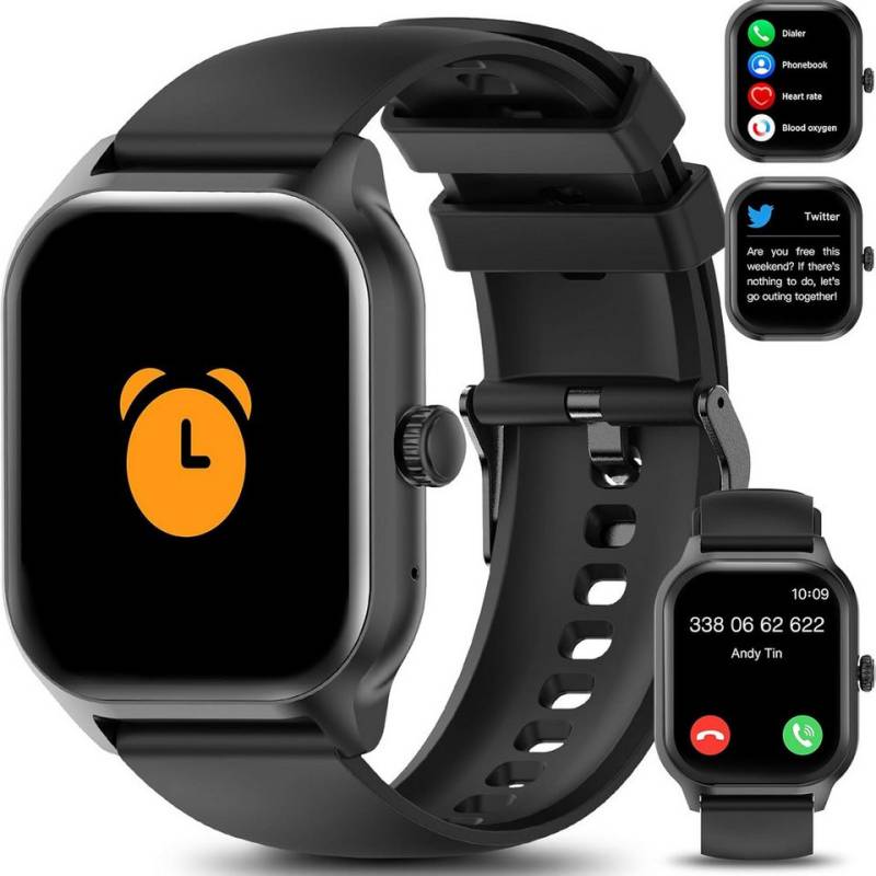 LAOYABB mit Telefonfunktion, Fitnessuhr Herzfrequenzmesser und Schlafmonitor Smartwatch (2,01 Zoll, Android, iOS), IP68 wasserdicht: Die Uhr ist staub & wasserdicht, ideal für Schwimmen von LAOYABB