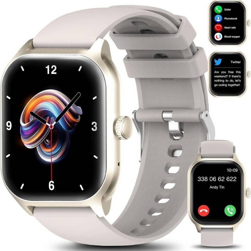 LAOYABB mit Telefonfunktion Fitnessuhr mit Herzfrequenzmesser Sportuhr IP68 Smartwatch (2,01 Zoll, Android, iOS), Robustes Design für intensive Nutzung Benutzerfreundliche Bedienung von LAOYABB