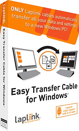 LAPLINK Easy Transfer USB 2.0 High Speed Kabel & PCmover – 480 Mbps USB Transferkabel inkl. Software (1x Nutzung), Datenkabel, Typ A Stecker, 1.82 m - 1 STK von LAPLINK