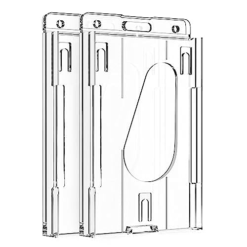 LAPOOH 2 x vertikaler Ausweishalter aus Hartplastik mit Daumenschlitz-Design, transparenter PC-Ausweishalter von LAPOOH